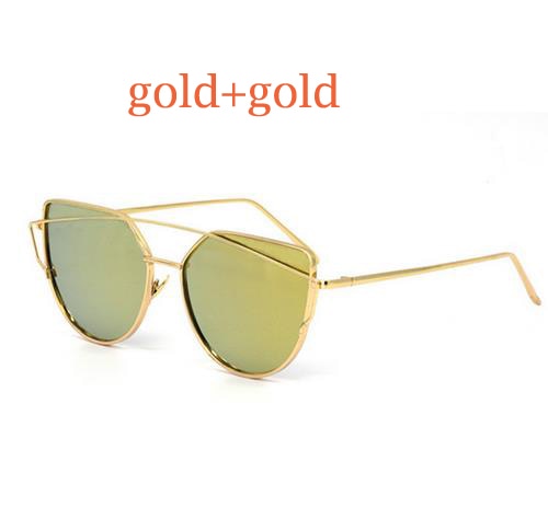 Cat Eye Rose Gold Vintage Mirror Sunglasses For Women